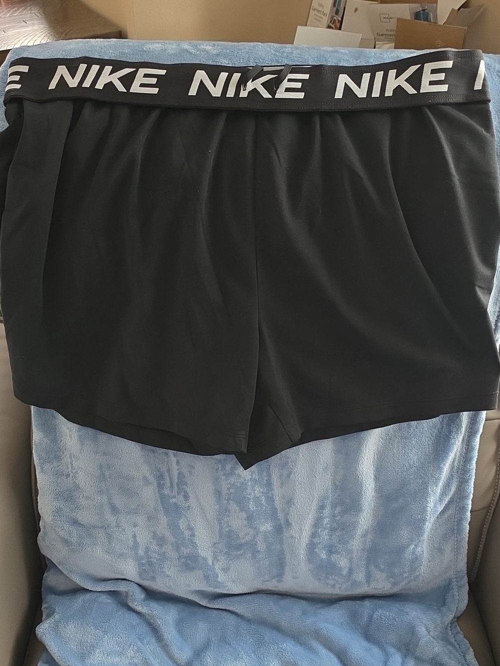 Nike Black Athletic Shorts with White Logo Waistband